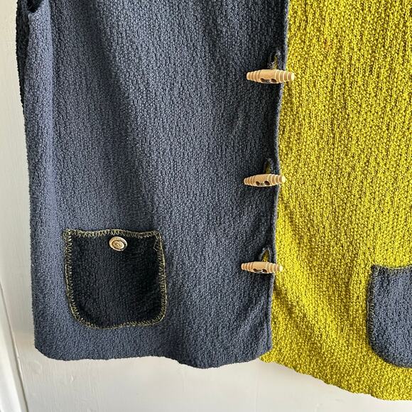 Margaret Winters Colorblock Toggle Vest Art to Wear Lagenlook Style - Picture 6 of 7